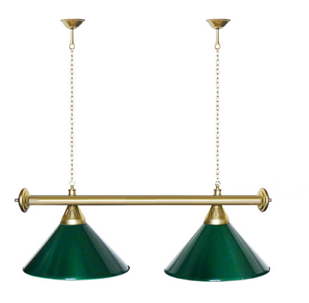 Лампа STARTBILLIARDS 2 пл. (плафоны зеленые,штанга золотая,фурнитура золото,2)