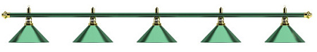 Лампа на пять плафонов "Allgreen" (зелёная штанга, зелёный плафон D35см)